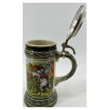 Gerz German Beer Steins with Pewter Lids - Medieval Battle Scenes