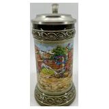 Gerz German Beer Steins with Pewter Lids - Medieval Battle Scenes