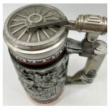 Avon Ceramic Tankards with Lids - Airplane & Train Motifs