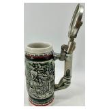 Avon Ceramic Tankards with Lids - Airplane & Train Motifs