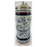 Avon Ceramic Tankards with Lids - Airplane & Train Motifs