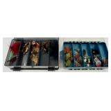 Fly Fishing Lure Assortment in Two Tackle Boxes - Fly Patterns & Streamers