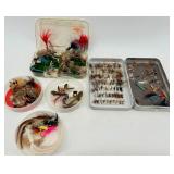 Assorted Fly Fishing Flies & Ties in Storage Boxes