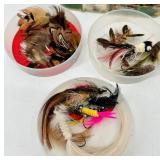 Assorted Fly Fishing Flies & Ties in Storage Boxes