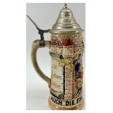 Budapest, Hungary Beer Stein with Ornate Pewter Lid & Zum Geburtstag Inscription