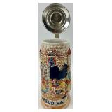 Budapest, Hungary Beer Stein with Ornate Pewter Lid & Zum Geburtstag Inscription