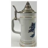 Budapest, Hungary Beer Stein with Ornate Pewter Lid & Zum Geburtstag Inscription