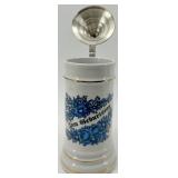 Budapest, Hungary Beer Stein with Ornate Pewter Lid & Zum Geburtstag Inscription