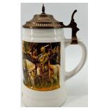 Budapest, Hungary Beer Stein with Ornate Pewter Lid & Zum Geburtstag Inscription