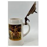Budapest, Hungary Beer Stein with Ornate Pewter Lid & Zum Geburtstag Inscription