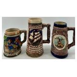 Three Stoneware Beer Steins with Maritime Scenes - Mariner
