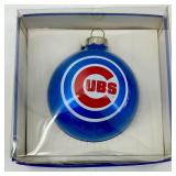 TopperScot Sports Collectors Series Glass Ornaments Cubs & Blackhawks (Lot of 2)