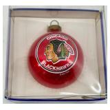 TopperScot Sports Collectors Series Glass Ornaments Cubs & Blackhawks (Lot of 2)