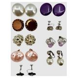 Assorted Clip-On Earrings - Pearls, Glass Cabochons & Crystal Clusters