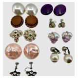 Assorted Clip-On Earrings - Pearls, Glass Cabochons & Crystal Clusters