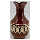 Mid Century Bulgarian-Made Ceramic Pitcher with Flared Neck and Decorative Band