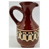 Mid Century Bulgarian-Made Ceramic Pitcher with Flared Neck and Decorative Band