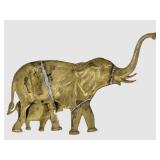 Brass Elephant Wall Sculpture with Upturned Trunk & Brass Candle Holder
