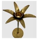 Brass Elephant Wall Sculpture with Upturned Trunk & Brass Candle Holder