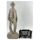 Cement Man Figurine with Grace Devotional Sign - Mixed