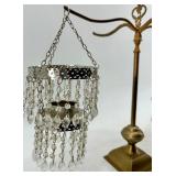 Brass Display Stand with Hanging Crystal Bead Votive Holders & Vintage Books