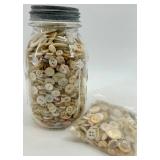 Assorted Buttons in Glass Jar & Bag