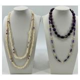 Amethyst & Freshwater Pearl Bead Necklaces