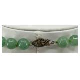 Green Jade Bead Necklace with Teardrop Pendant