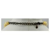 Bead Necklace with Carved Flower Pendant