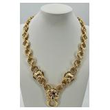 Lion Head Link Necklace with Ring Bail