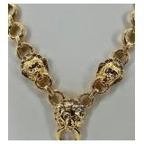 Lion Head Link Necklace with Ring Bail