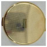 Vintage Stratton Floral Filigree Gold-Tone Round Powder Compact