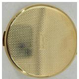 Vintage Stratton Floral Filigree Gold-Tone Round Powder Compact