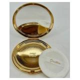 Vintage Stratton Floral Filigree Gold-Tone Round Powder Compact