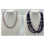 Amethyst Chip Bead Necklace & Purple Amethyst Strand Necklace