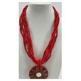 Beaded Necklaces - Red & Burgundy Multi-Strand Pendant Styles