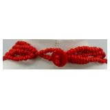 Beaded Necklaces - Red & Burgundy Multi-Strand Pendant Styles