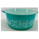 Pyrex Turquoise Blue Amish Butter Print Bowl 2 1/2 qt