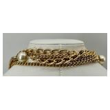 Assorted Gold-Tone Chain Necklaces including Pearl Accents