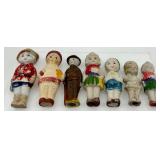 Seven Vintage Made in Japan Ceramic Child Figurines in Hats