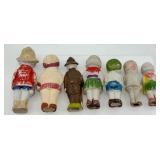 Seven Vintage Made in Japan Ceramic Child Figurines in Hats