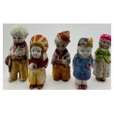 Five Hand-Painted Folk Art Children