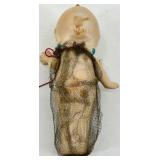 Two Vintage Dolls - Cloth-Body Doll with Netting Dress & Kewpie Baby Doll