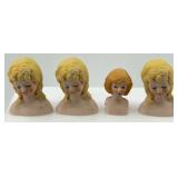 Set of Four Vintage Miniature Bust Head Figurines - Three Large, One Small