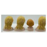 Set of Four Vintage Miniature Bust Head Figurines - Three Large, One Small