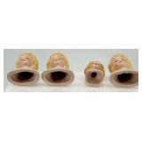 Set of Four Vintage Miniature Bust Head Figurines - Three Large, One Small