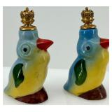 Pair of German Bird Perfume Bottles with Crown Tops, Brass Censer & Scissors