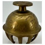 Pair of German Bird Perfume Bottles with Crown Tops, Brass Censer & Scissors
