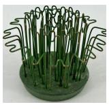 Vintage Green Metal Flower Frogs Set of 3 including Blue Ribbon Flower Holder