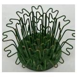 Vintage Green Metal Flower Frogs Set of 3 including Blue Ribbon Flower Holder